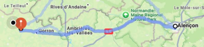 Alencon to Levare road map